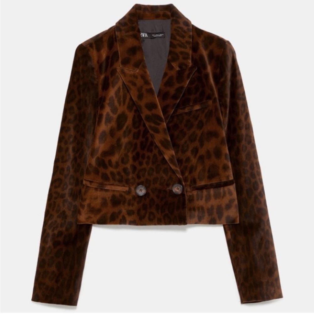 Zara Brown Leopard Print Blazer